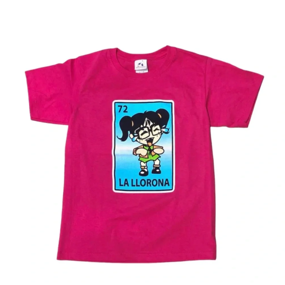 Girls Pink Graphic Tee La Llorona‎ Shirt Size M Kids Cotton